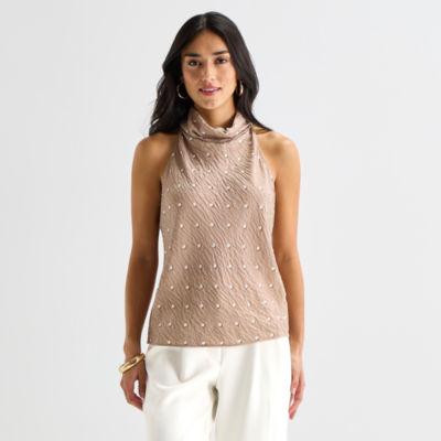 Worthington Womens Halter Neck Sleeveless Blouse