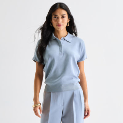 Worthington Womens Short Sleeve Polo Sweater