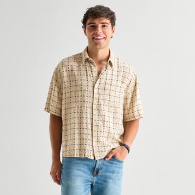 Arizona Mens Short Sleeve Regular Fit Button-Down Shirt