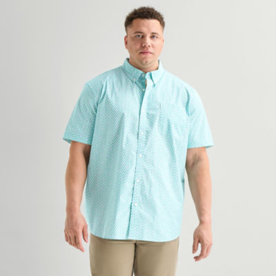 St. John's Bay Everyday Stretch Mens Short Sleeve Classic Fit Big and Tall Button-Down Shirt