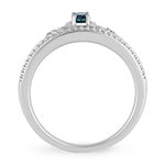 Enchanted Disney Fine Jewelry Genuine Blue Topaz & 1/10 C.T. T.W. Diamond Sterling Silver "Cinderella" Ring