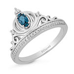 Enchanted Disney Fine Jewelry Genuine Blue Topaz & 1/10 C.T. T.W. Diamond Sterling Silver "Cinderella" Ring