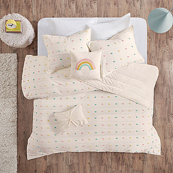 Habitat Kids Ensley Pom Pom 100% Cotton Jacquard Quilt Set With Throw Pillows, Color: Multi - JCPenney