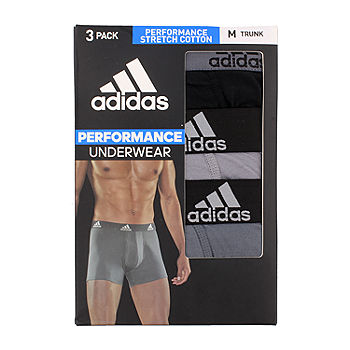 adidas Performance Cotton Mens 3 Pack Trunks, Color: Onyx Black