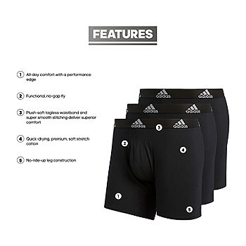 Adidas Men Performance Underwear 3 Pack Quick-Dry Fabric Boxer