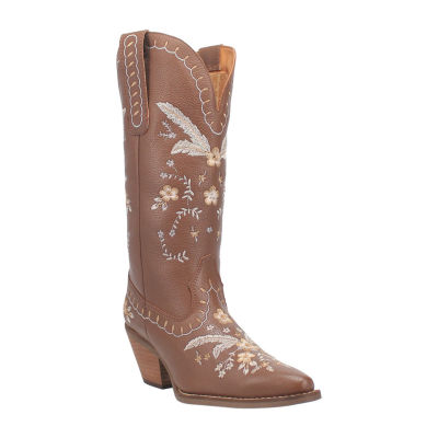 Dingo Women's Full Bloom Leather Stacked Heel Cowboy Boots