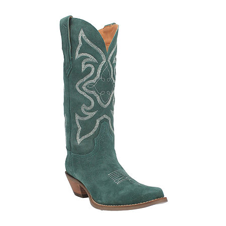 Dingo Women's Out West Stacked Heel Cowboy Boots, 6 1/2 Medium, Green