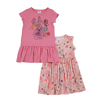 New!Disney Toddler Girls Short Sleeve Princess Skater Dress