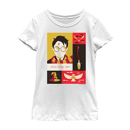 Little & Big Kid Girls Crew Neck Short Sleeve Regular Fit Harry Potter Graphic T-Shirt, X-large, White