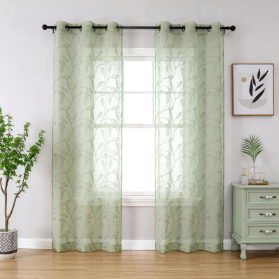 Regal Home Jaffa Grommet Top Embroidered Sheer Set of 2 Curtain Panels