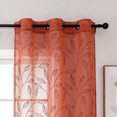 Regal Home Jaffa Embroidered Sheer Grommet Top Set of 2 Curtain Panel