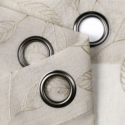 Regal Home Jaffa Grommet Top Embroidered Sheer Set of 2 Curtain Panels