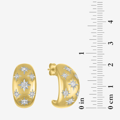 Diamond Addiction (G-H / Si2-I1) North Star C-Hoop 1/2 CT. T.W. Lab Grown White Diamond 14K Gold Over Silver 20mm Hoop Earrings