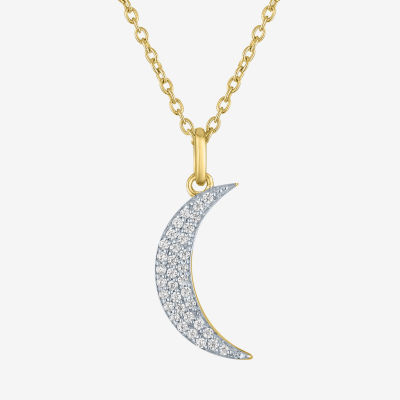 Diamond Addiction (G-H / I1-I2) Womens 1/10 CT. T.W. Lab Grown White Diamond 14K Gold Over Silver Moon Pendant Necklace