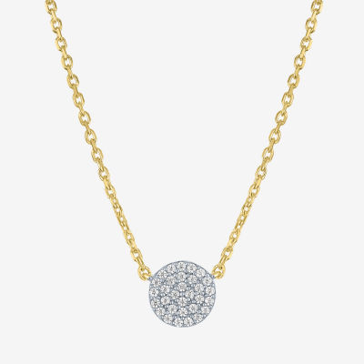 Diamond Addiction (G-H / I1-I2) Womens 1/10 CT. T.W. Lab Grown White Diamond 14K Gold Over Silver Round Pendant Necklace