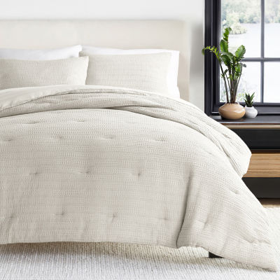 Casual Comfort Waffle Textured Midweight Down Alternative Comforter Set