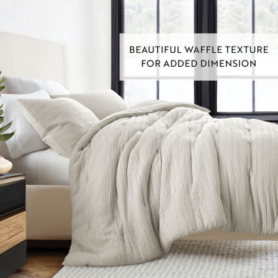 Casual Comfort Waffle Textured Midweight Down Alternative Comforter Set