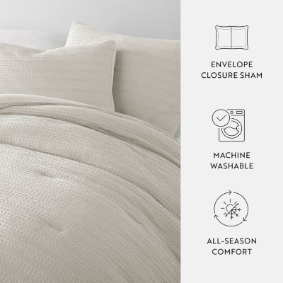 Casual Comfort Waffle Textured Midweight Down Alternative Comforter Set