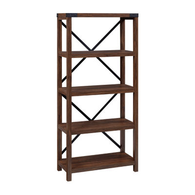 Farmhouse Metal Accented Wood Bookcase