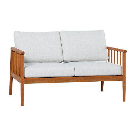 Modern Outdoor Spindle Loveseat, One Size, Brown