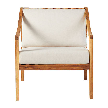 Curved Arm Wood Outdoor Chair, One Size, White