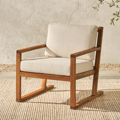 Modern Slat Back Wood Outdoor Club Chair