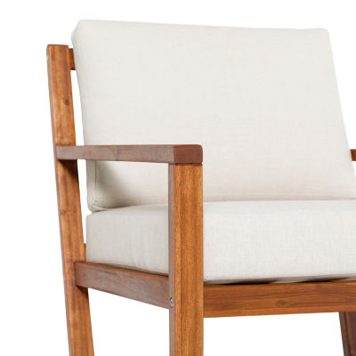 Modern Slat Back Wood Outdoor Club Chair