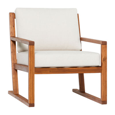 Modern Slat Back Wood Outdoor Club Chair