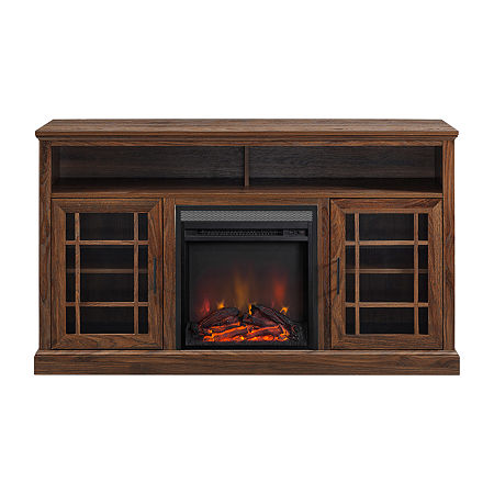 Highboy Tv Stand With Fireplace Gray, One Size, Brown