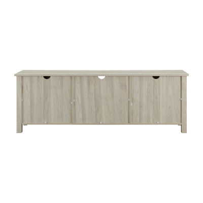 70" Farmhouse Simple Window Pane 2 Door Wood TV Stand