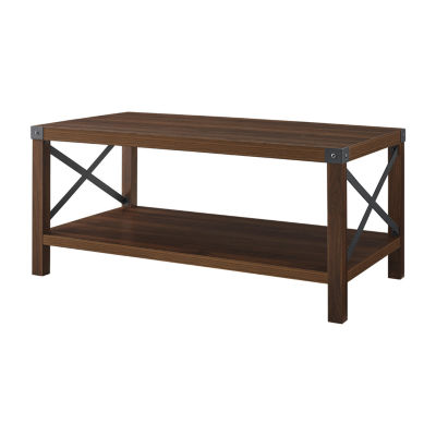 Metal X Rustic Wood Coffee Table