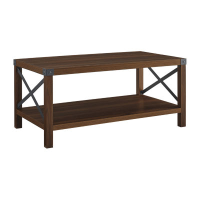 Metal X Rustic Wood Coffee Table