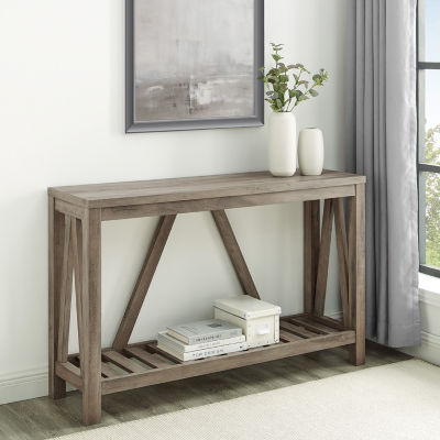 Farmhouse Slatted Shelf Entryway Table