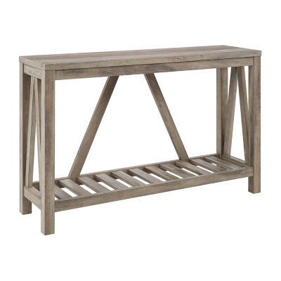 Farmhouse Slatted Shelf Entryway Table