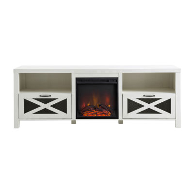 Rustic Open Shelf 70" Fireplace TV Stand