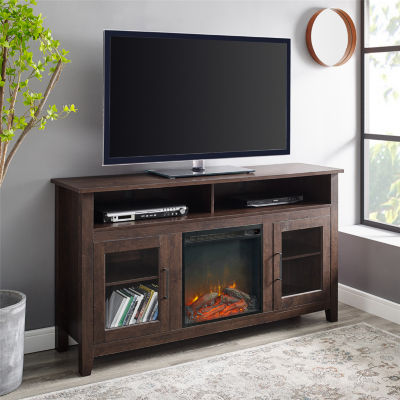 58" Wood Highboy Fireplace Media TV Stand Console