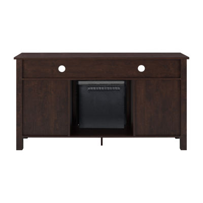 58" Wood Highboy Fireplace Media TV Stand Console