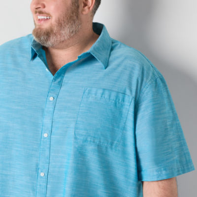 St. John's Bay Big and Tall Mens Dexterity Easy-on + Easy-off Adaptive Classic Fit Short Sleeve Plaid Button-Down Shirt