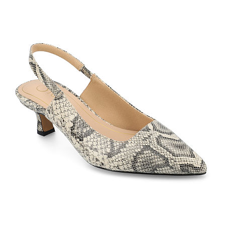Journee Collection Paulina Womens Pointed Kitten Heel Pumps, 7 Medium, Gray