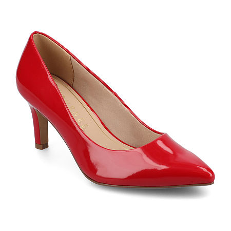 Journee Collection Womens Scylee Pointed Toe Stiletto Heel Pumps, 10 Wide, Red