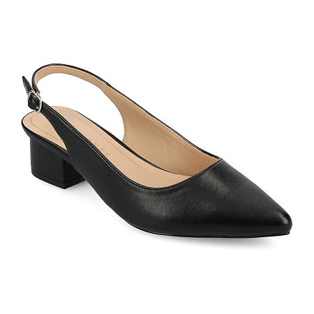 Journee Collection Womens Sylvia Pointed Block Heel Pumps, 11 Medium, Black