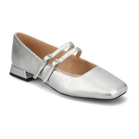 Journee Collection Gredah Womens Square Mary Jane Shoes, 9 Medium, Silver