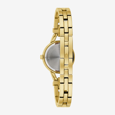 Bulova Crystal Womens Crystal Accent Gold Tone Stainless Steel Bracelet Watch 98l325