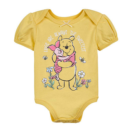 Disney Baby Girls Short Sleeve Winnie The Pooh Bodysuit, 12 Months, Yellow