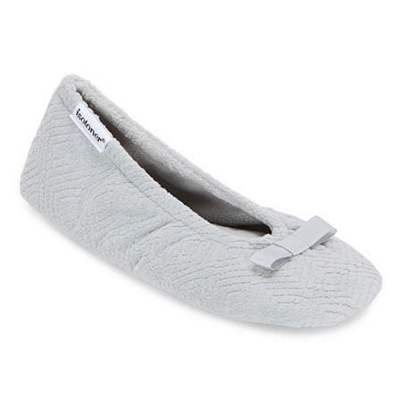 Isotoner Microterry Womens Ballerina Slippers, X-large, Gray