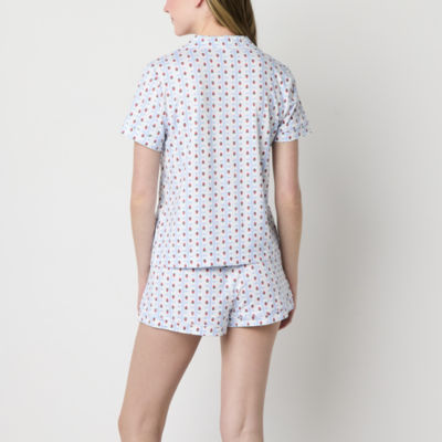 Arizona Body Womens Short Sleeve 2-pc. Juniors Pajama Sets