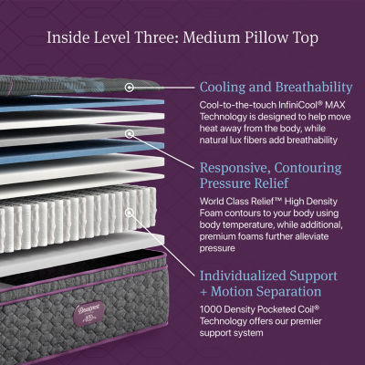 Beautyrest World Class Level Three 15.75" Medium Pillow top - Mattress Only