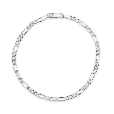 Made in Italy Sterling Silver Inch Solid Figaro Chain Bracelet