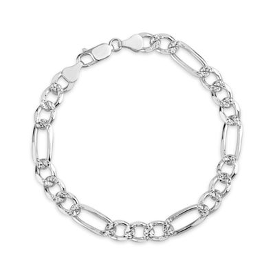 Made in Italy Sterling Silver 8 Inch Solid Figaro Chain Bracelet