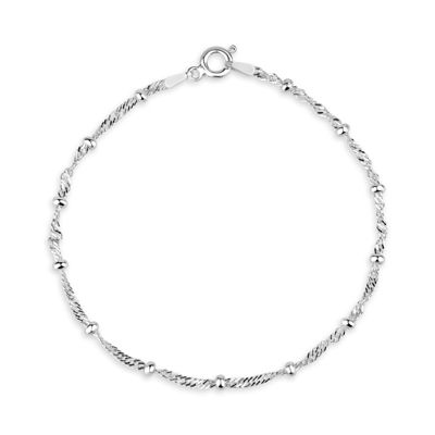 Made in Italy Womens Sterling Silver 7.5 Inch Solid Singapore Chain Bracelet